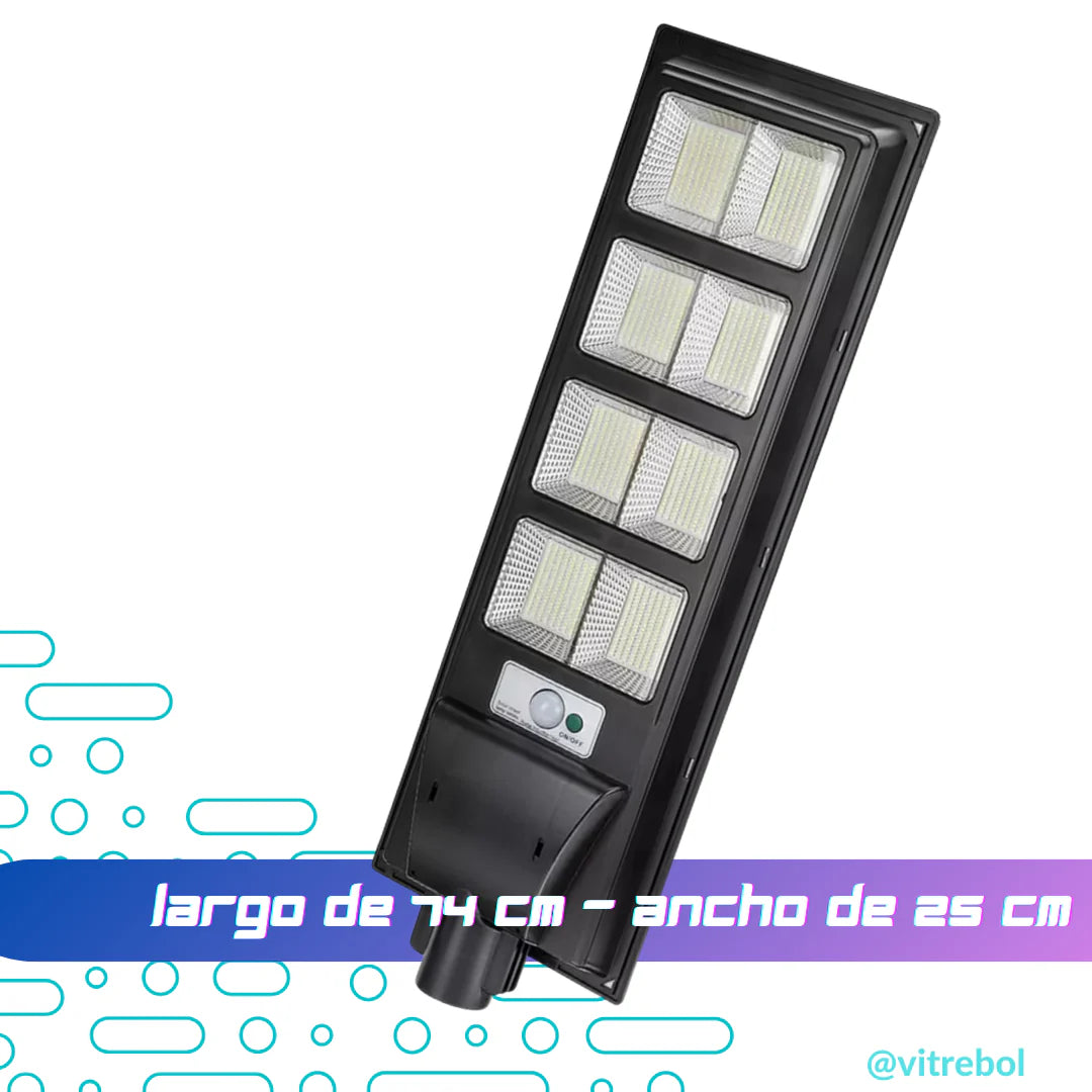 Lampara con panel solar grande 400 W - Potente y duradera